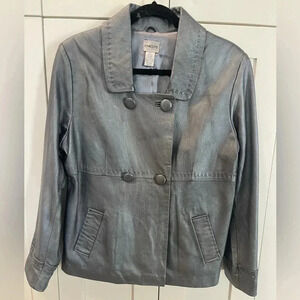 Chico's Silver Leather Jacket